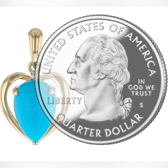 🤩 NWOT 12X8 SLEEPING BEAUTY TURQUOISE WITH WHITE DIAMOND REAL 10K GOLD PENDANT - Picture 4 of 9